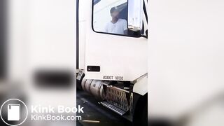 Trucker caught pissing and shitting