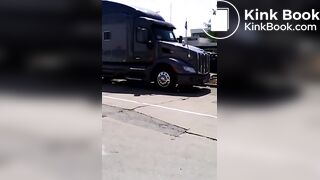 Trucker caught pissing and shitting