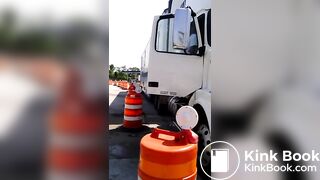 Trucker caught pissing and shitting