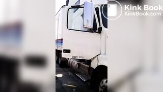 Trucker caught pissing and shitting