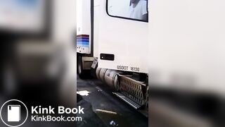 Trucker caught pissing and shitting