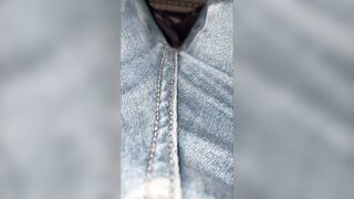 I piss in my jeans in a parking lot, wet pussy rubbed, horny dirty in public, pee in my pants, car