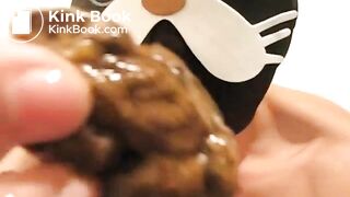 Young Gay Asian pig drink n Eat own piss Enima, Shit, Puke