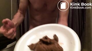 Licking shit off plate