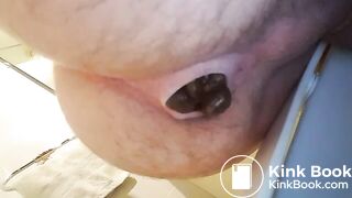 Big shit, stretched arsehole