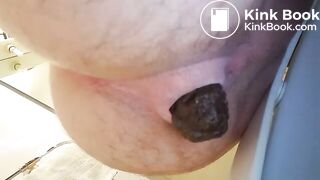 Big shit, stretched arsehole