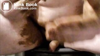 Shit loving with dildo and cum - Scat play, shitty dildo sucking and cum