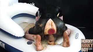 Barefoot Rubber Boy Plays with His Shit