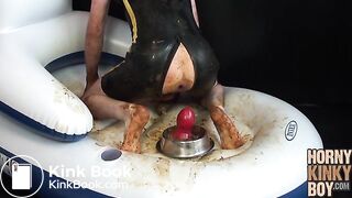 Barefoot Rubber Boy Plays with His Shit