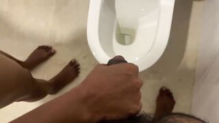 Holding my boyfriend's dick while he pees And suck