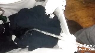 Pissing on dirty clothes