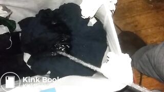 Pissing on dirty clothes