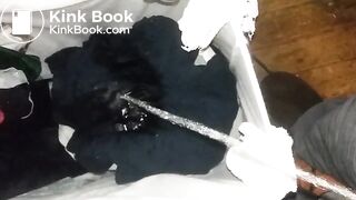 Pissing on dirty clothes