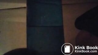 Pooping In Blue Container