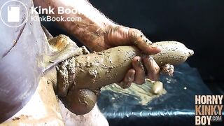 Scat Lover in Brown Rubber Eats and Plays Around