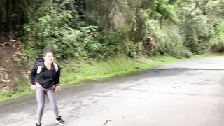 Savoring a banana with fluids and piss in a public forest