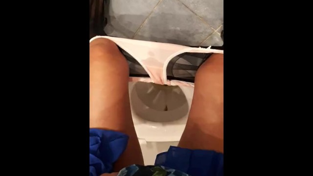 Desperation squating above the toilet female POV