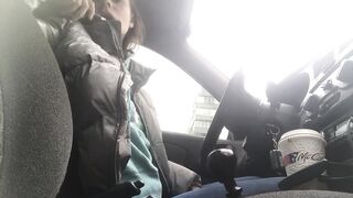 In car real Public masturbation