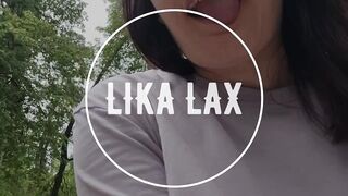 Pretty woman fucked herself with a banana in the park, and then ate it in front of people