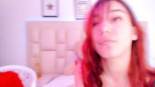 Redhead rocker girl strips naked and masturbates her beautiful perfect wet pussy