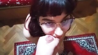 I CUM on her GLASSES and she licks it off