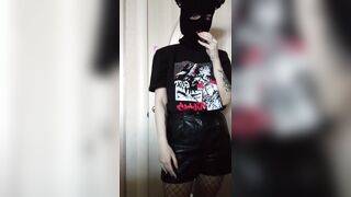 smoking girl in balaclava and cat ears