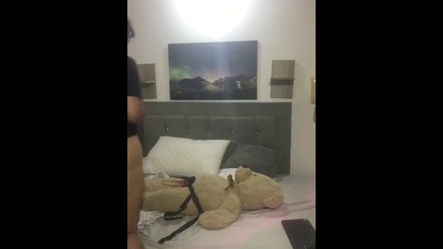 horny masturbation with teddy bear