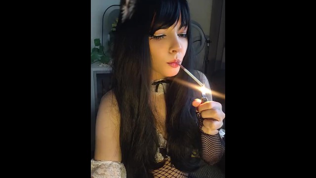Goth Maid smoking for you(full vid on my 0nlyfans/ManyVids)