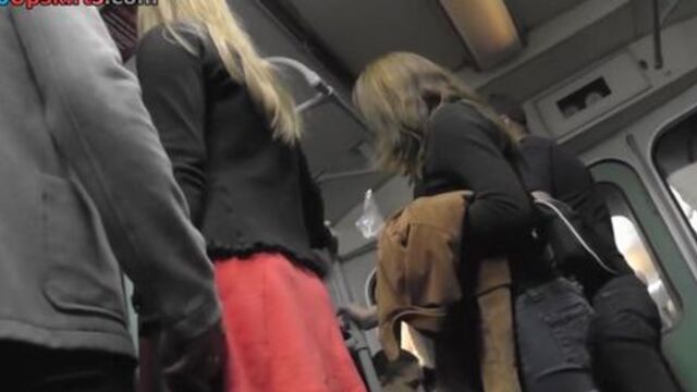 Blond upskirt cutie in subway