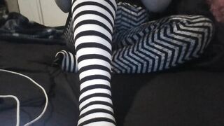 Bare Pretty, Stinky Freet Get Spa Day Massage With Scented Lotion, in And Out of Thigh Socks
