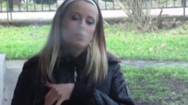 blond simona smoking outdoor