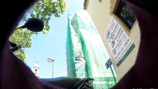 Upskirt walking down the street