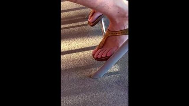 Skinny Older Hippie Neighbor Feet In Her Rubber Sandals, I Know Her Feet Had To Be Sweaty!