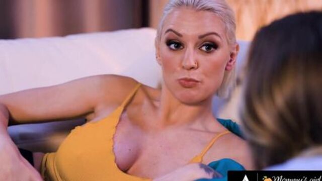 MOMMY S GIRL   Easily Scared Lily Larimar Fucks Her Caring Stepmom Kenzie Taylor During Movie Night