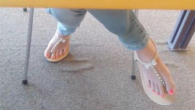 Candid Asian Teen Library Feet in Sandals 2