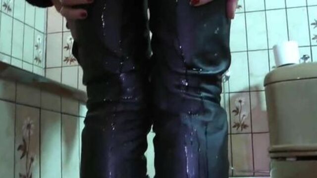 wet leather pants