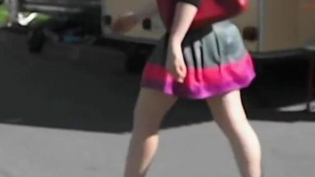 A hot up skirt of a girls ass in red g string (Short Stop)