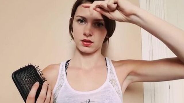 Girl with gorgeous armpits adjusts your hair