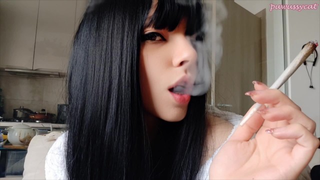 Goth Babe Smoking in bathrobe (full vid on my 0nlyfans/ManyVids)