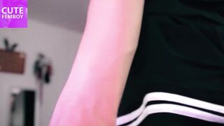 Beautiful closet tranny lifts her schoolgirl skirt, oils her buttocks and waits for you to fill her
