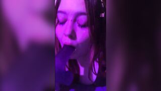 beautiful student succulently sucks a big dildo
