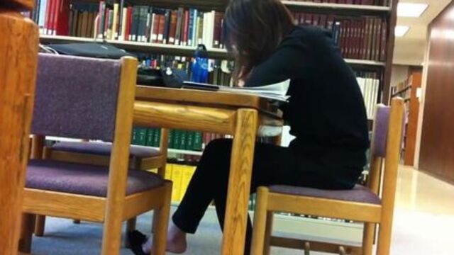 Candid Asian Library Feet Shoeplay Flats Dangling Pt 1