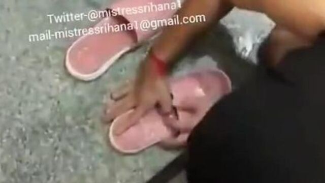 Indian mistress shoe and feet cleaning