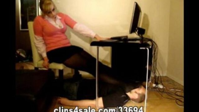 Hot sexy secretary punish her boss with smelly soles