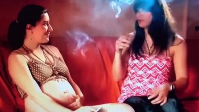 Two beautiful young babes(one pregnant) smoking sexy