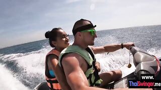 Perverted big dick guy experienced amazing amateur blowjob on a speedboat
