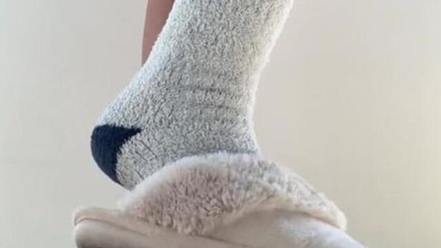 Cute Teen strips off dirty smelly stinky socks and slippers  FOOT FETISH  SMELLY SOCKS