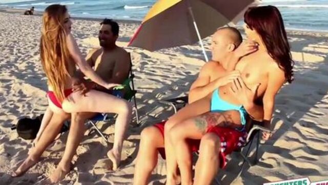 Beach babes Gina Valentina n Kobi Brian fucked by dads (Gina Valentino)