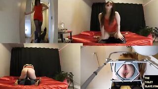 Kathryn ballbust, scissors, rides a face dildo, pees on face
