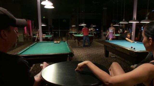 Brunette slut fucks in pool hall bondage (Bill Bailey, Isis Love, Lily LaBeau)